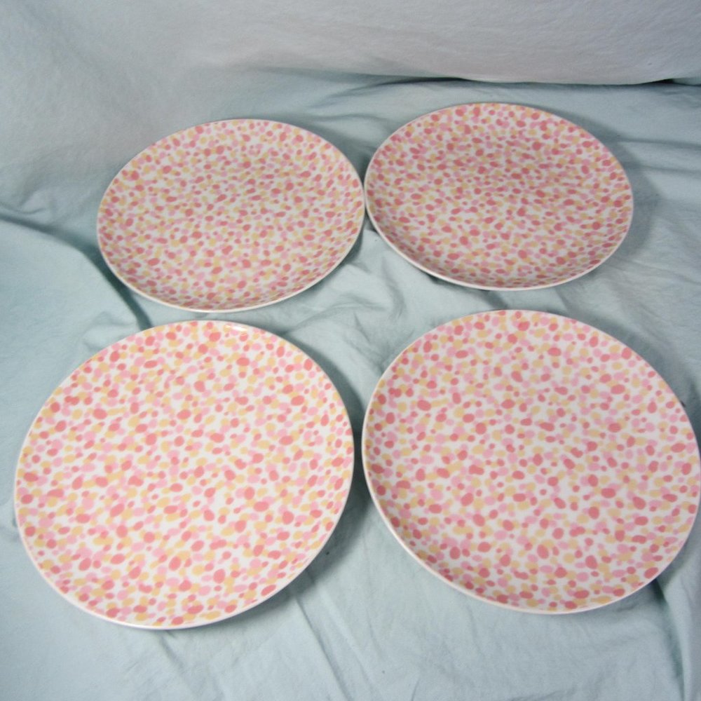 FOUR Donghia pink confetti salad appetizer plates (w1355)